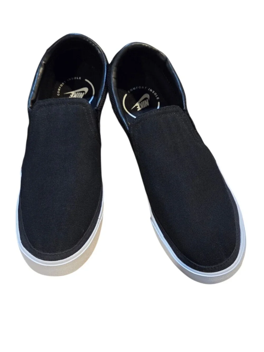 Nike Women's Court Legacy Slip-Ons w/ Durable Black Canvas Loafers